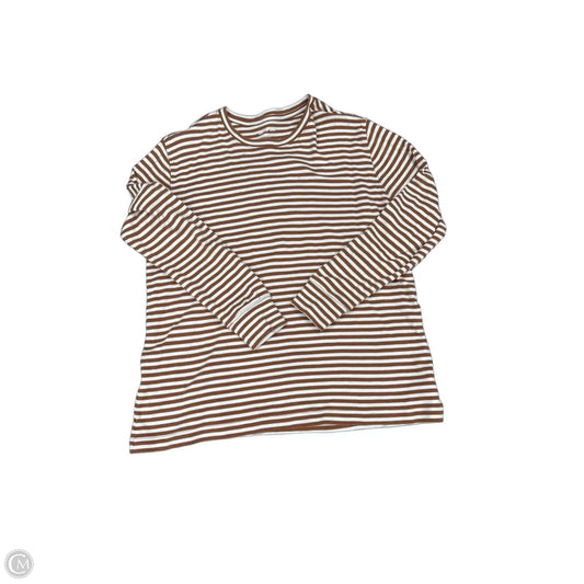 Top Long Sleeve By Lands End In Brown & White, Size: L