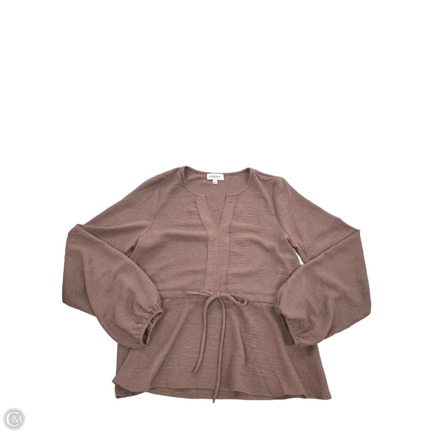 Top Long Sleeve By Gilli In Brown, Size: S