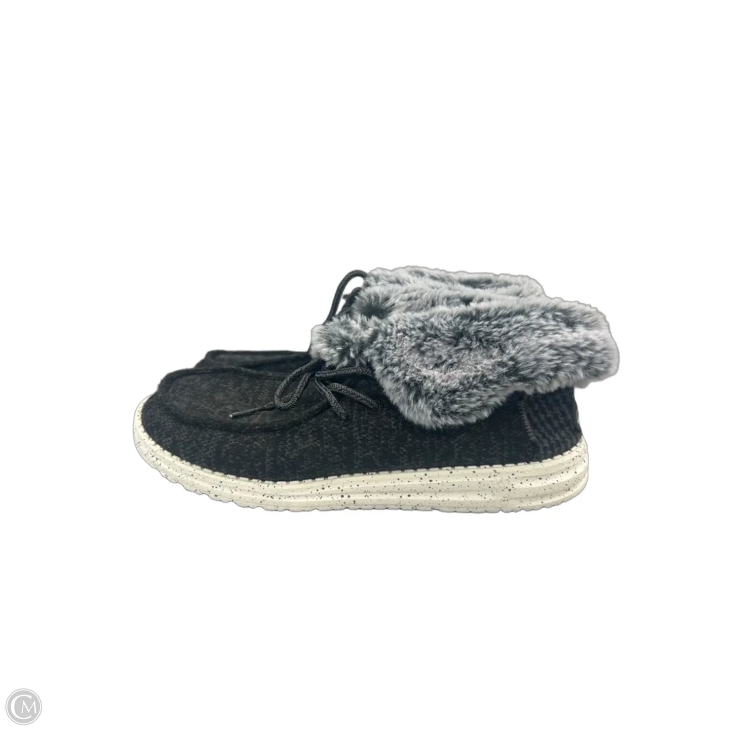 Shoes Flats By Hey Dude In Black & Grey, Size: 7