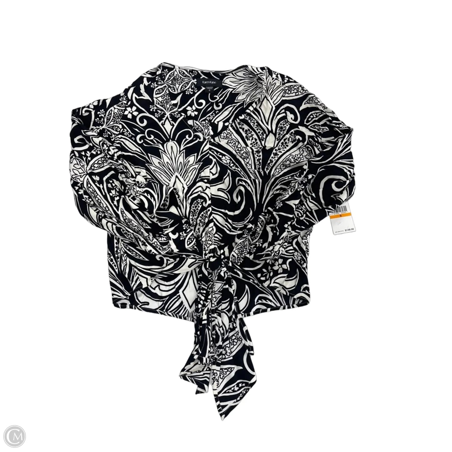 Top Long Sleeve By Karen Kane In Black & White, Size: S