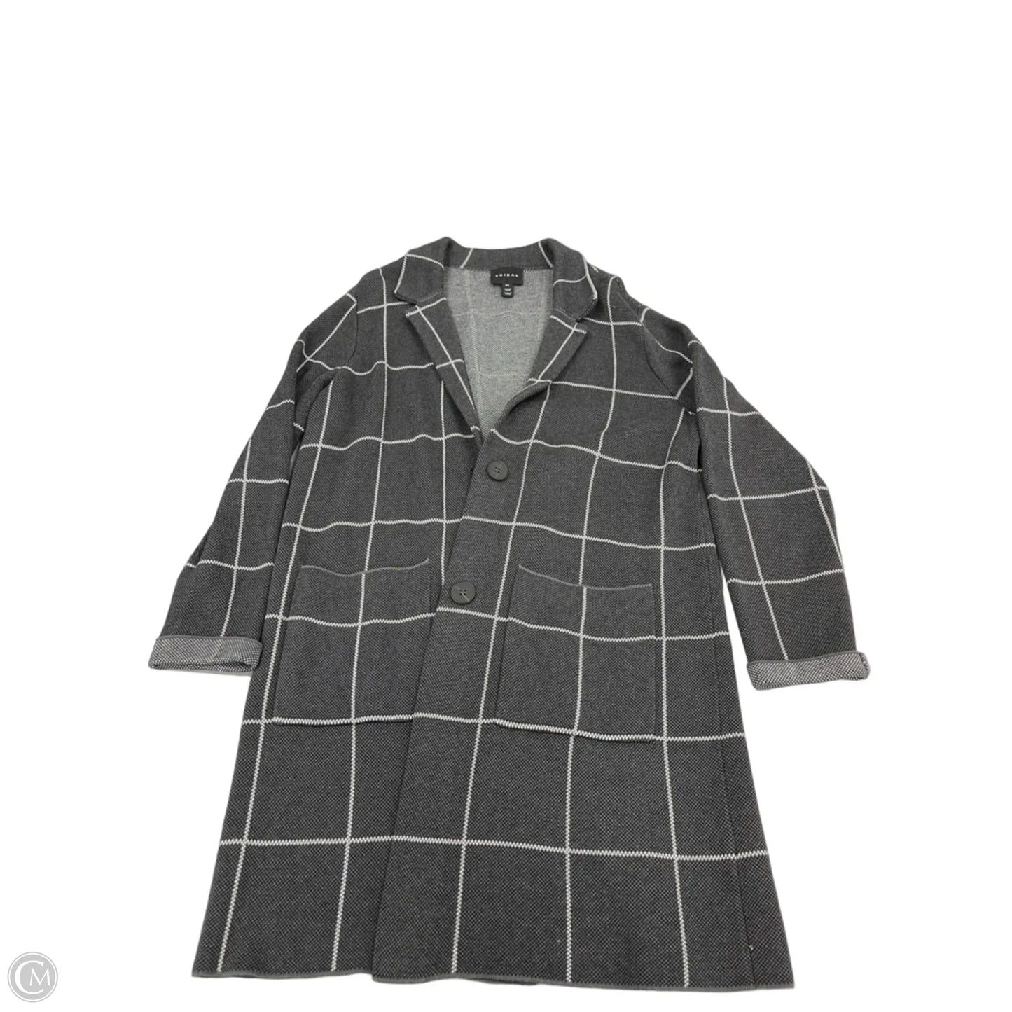 Sweater Cardigan By Tribal In Grey, Size: L
