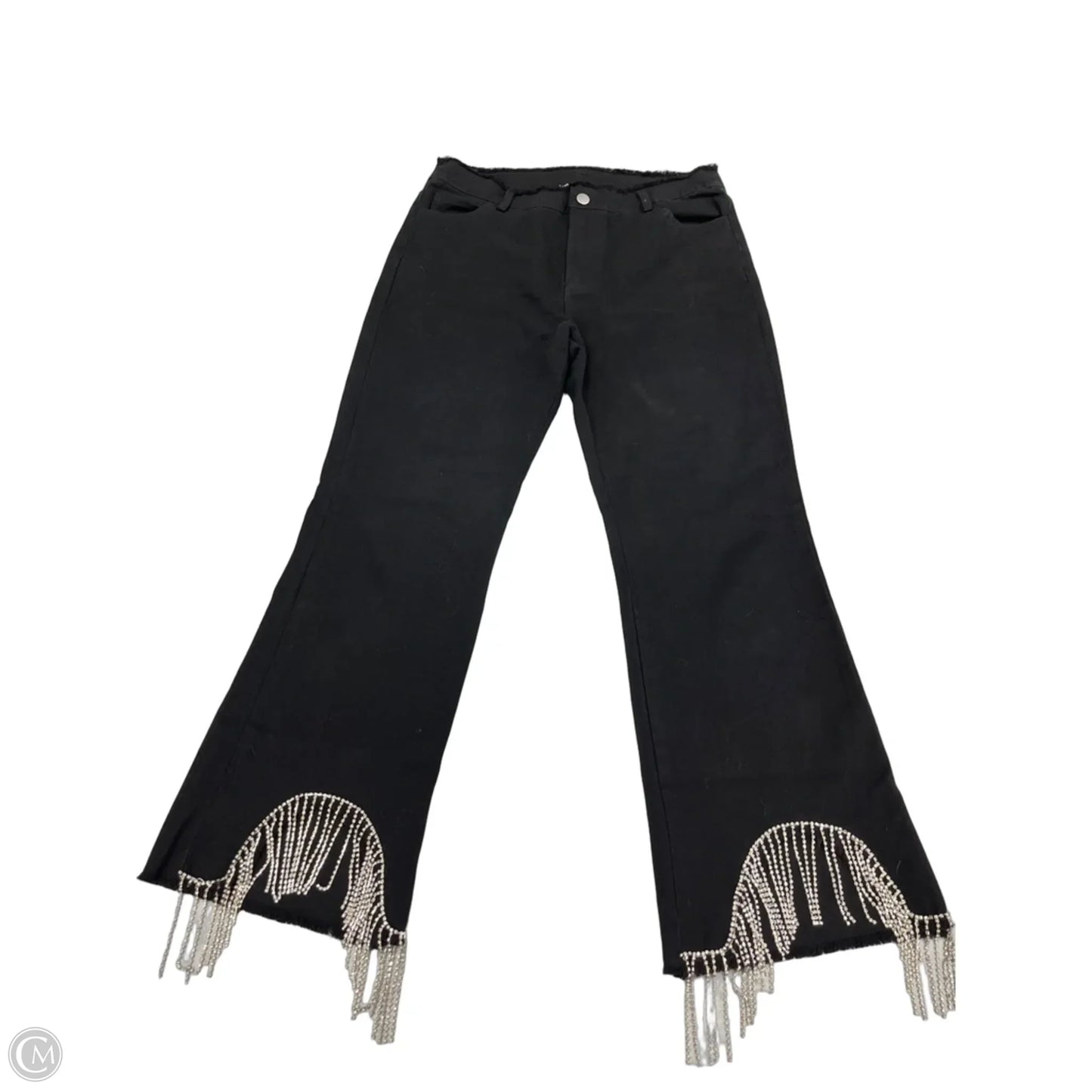 Jeans Flared By Geegee In Black Denim, Size: M