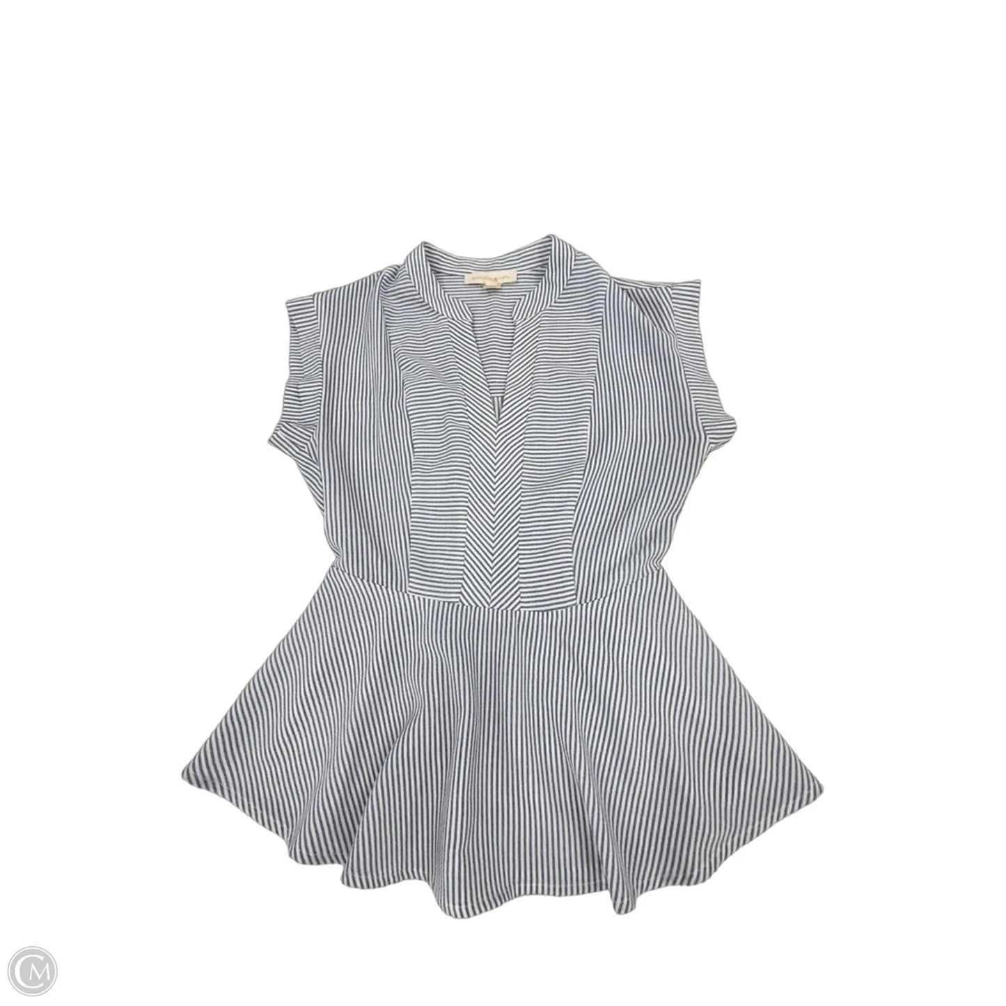 Top Short Sleeve By Monteau In Blue & White, Size: M