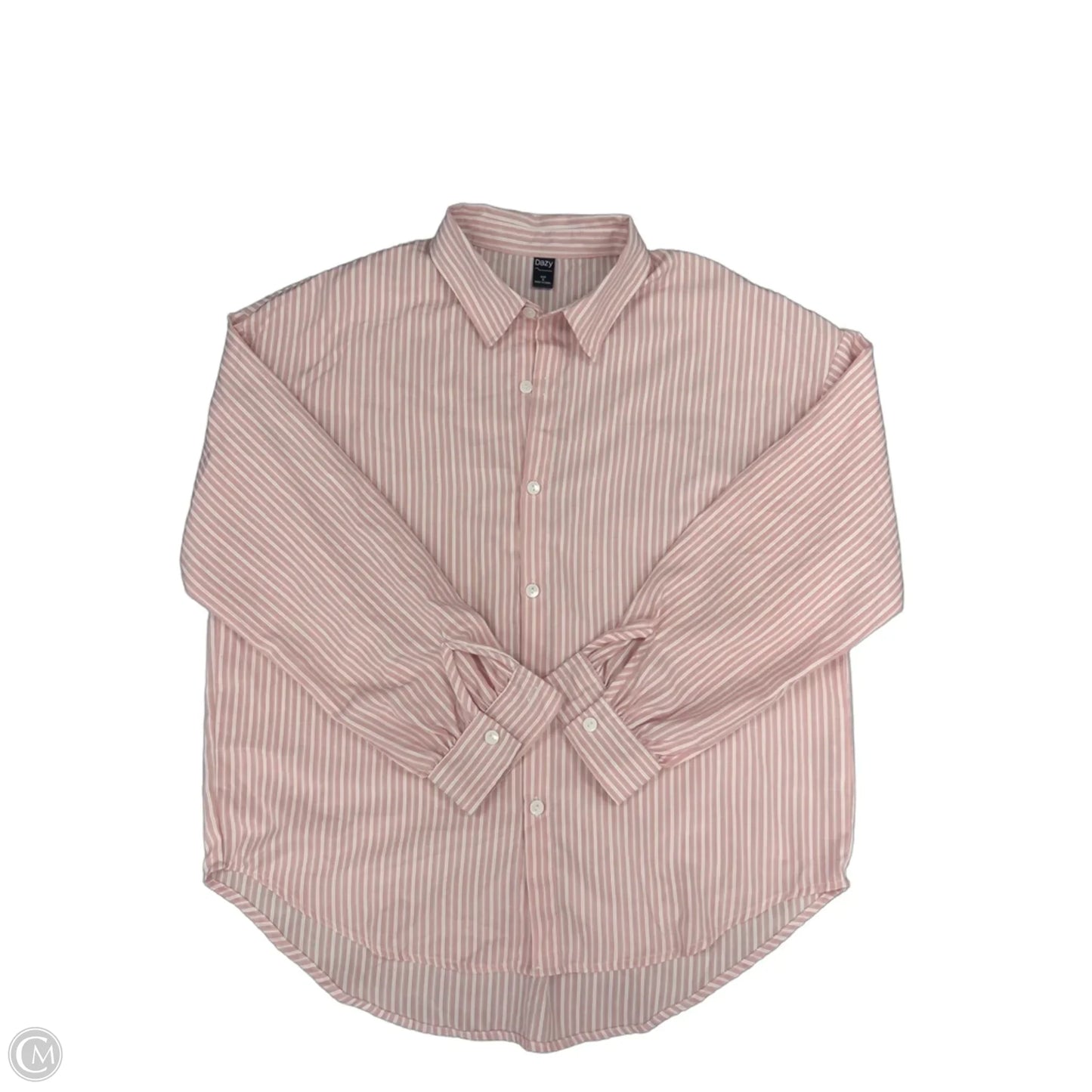 Top Long Sleeve By Dazy In Pink & White, Size: M