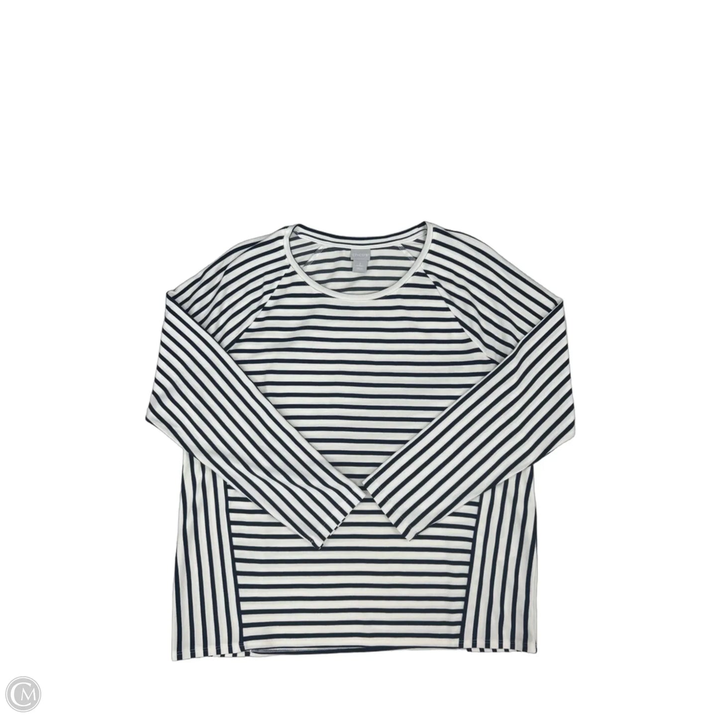 Top Long Sleeve By Chicos In Blue & White, Size: L