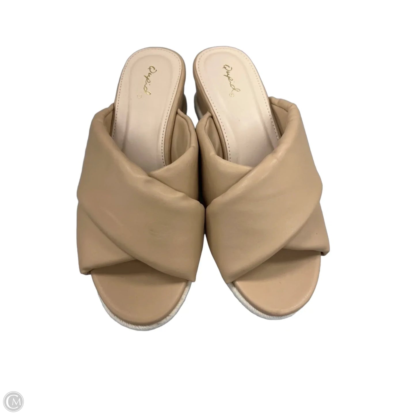 Sandals Heels Platform By Qupid In Beige, Size: 8