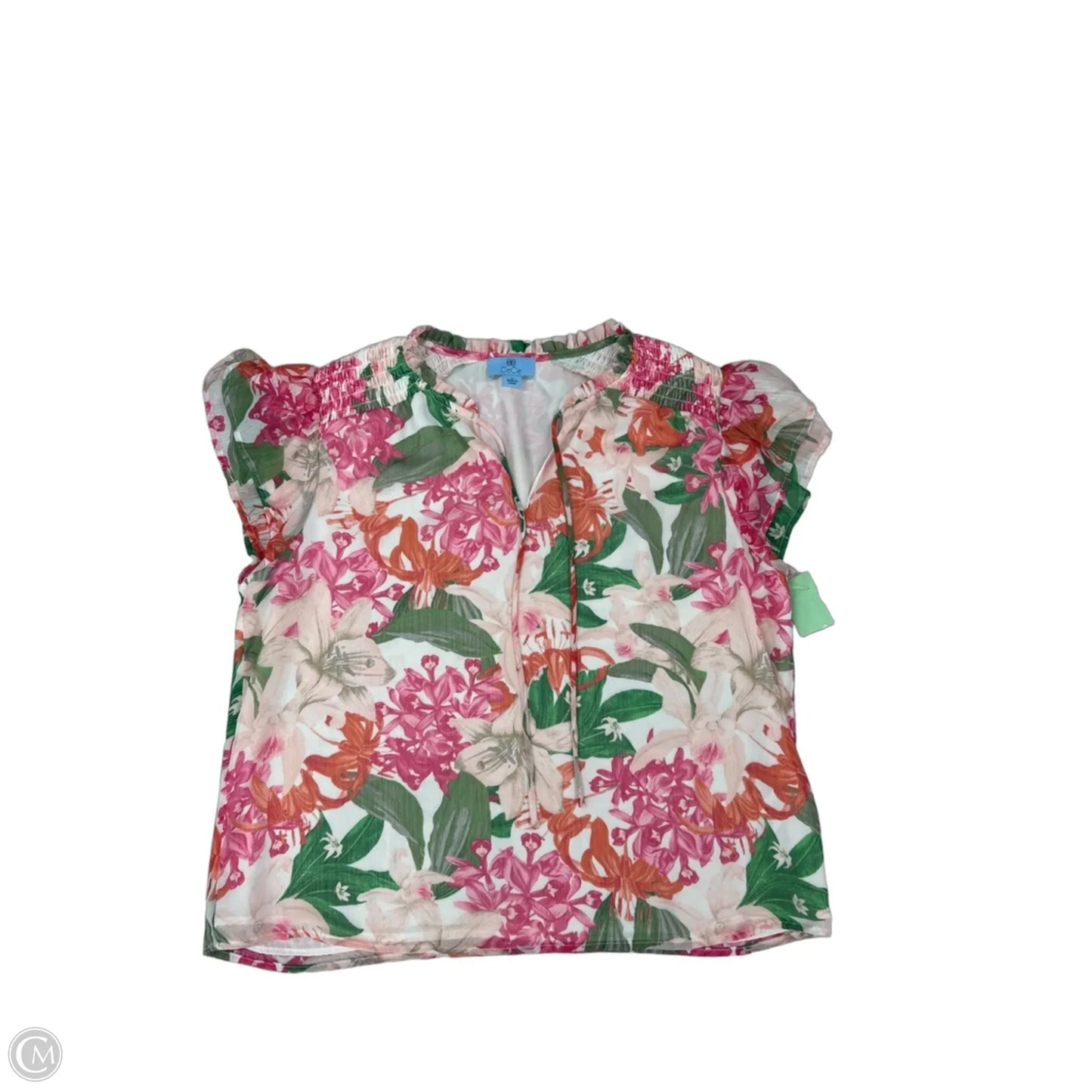 Top Short Sleeve By Cece In Floral Print, Size: L