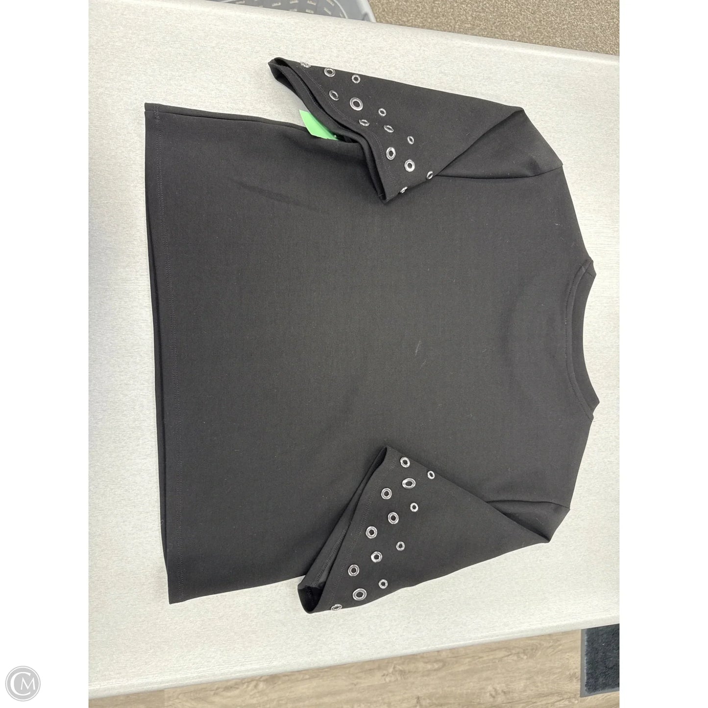 Top Short Sleeve By Dkny In Black & Silver, Size: M
