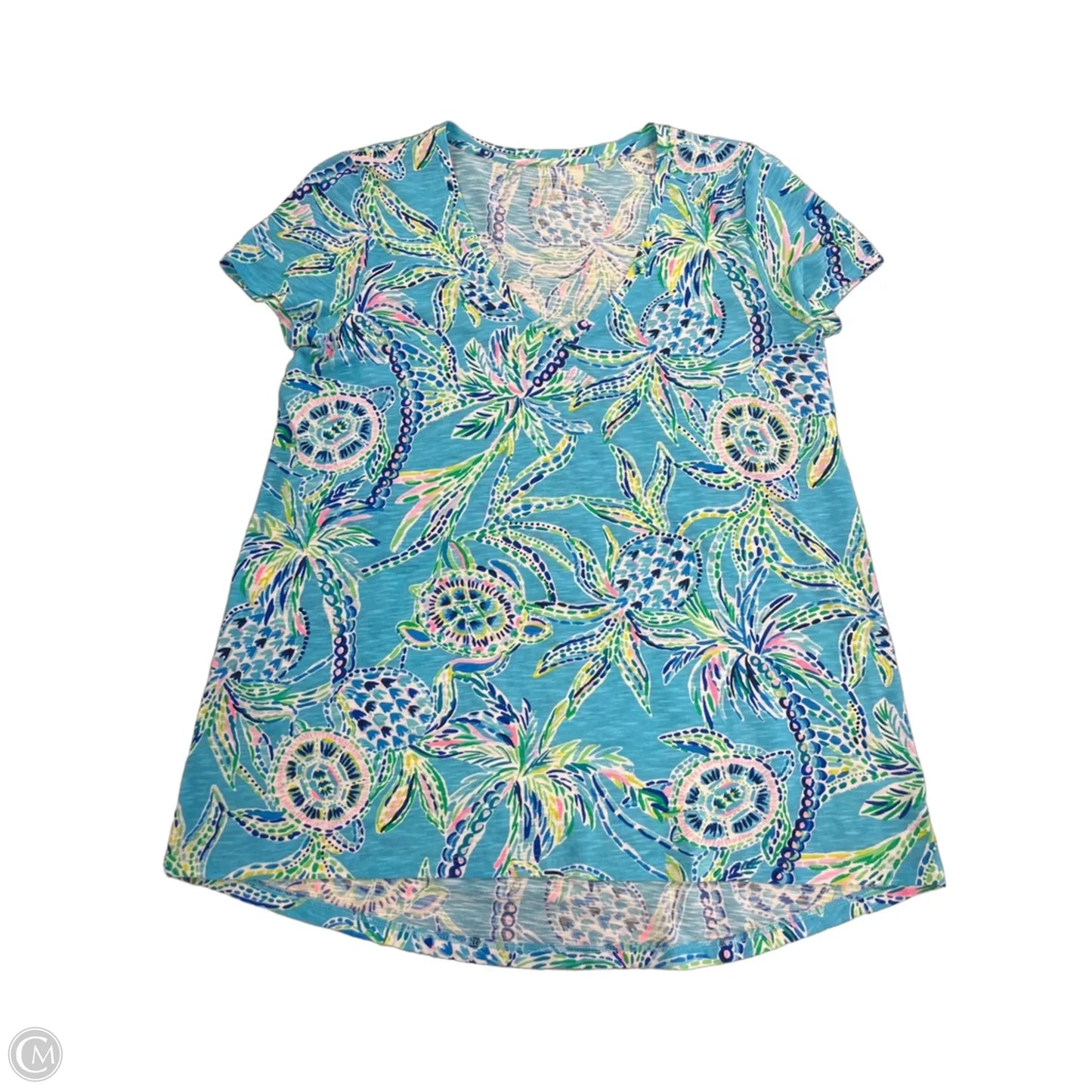Top Short Sleeve Designer By Lilly Pulitzer In Blue, Size: S