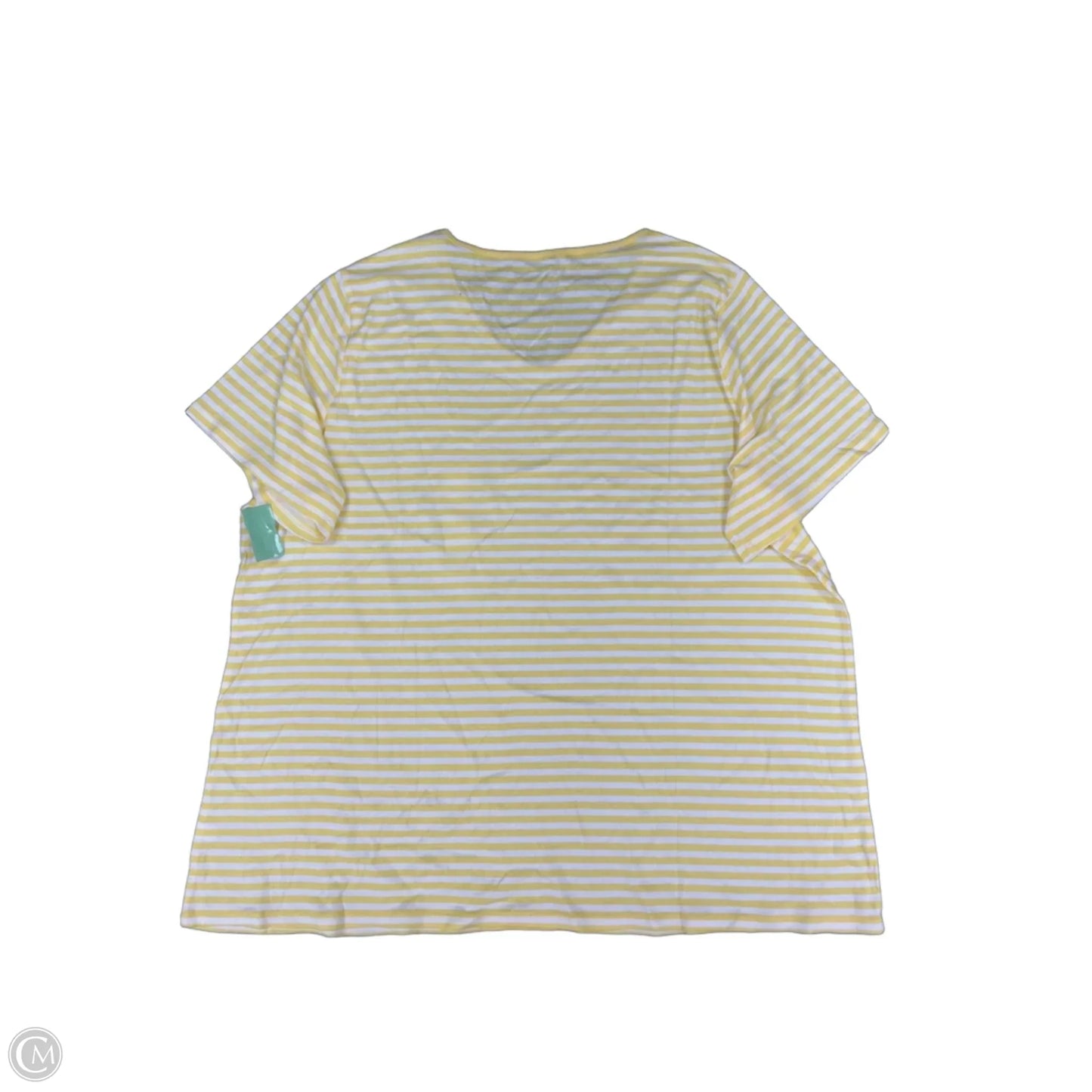 Top Short Sleeve By Croft And Barrow In White & Yellow, Size: 3x