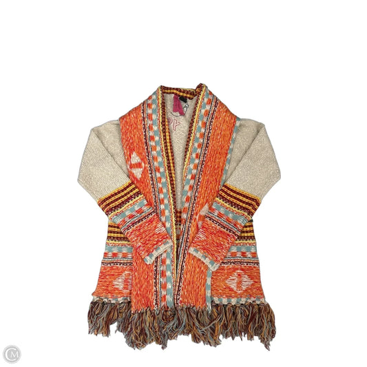 Sweater Cardigan By Desigual In Orange & Tan, Size: M