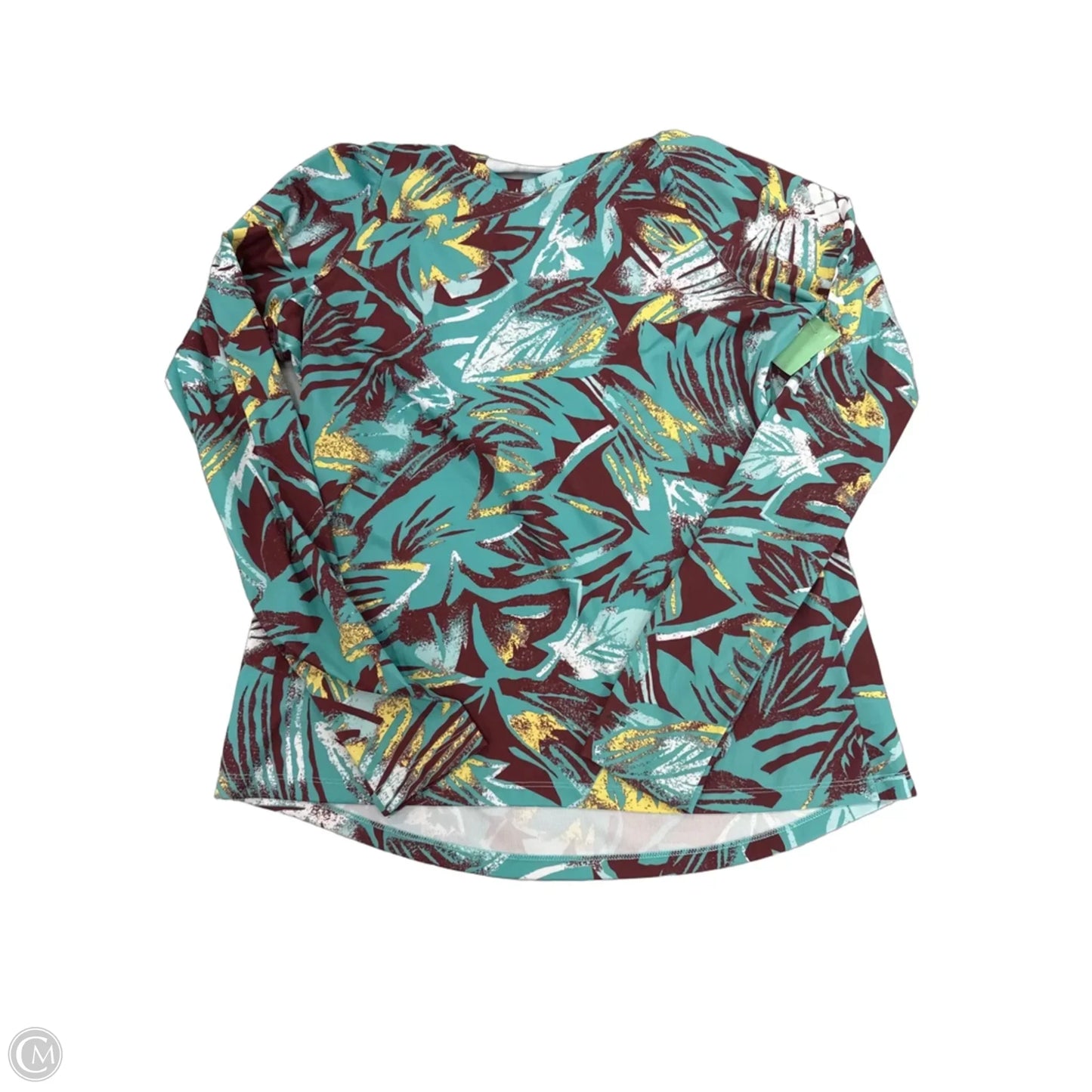 Athletic Top Long Sleeve Hoodie By Columbia In Tropical Print, Size: L