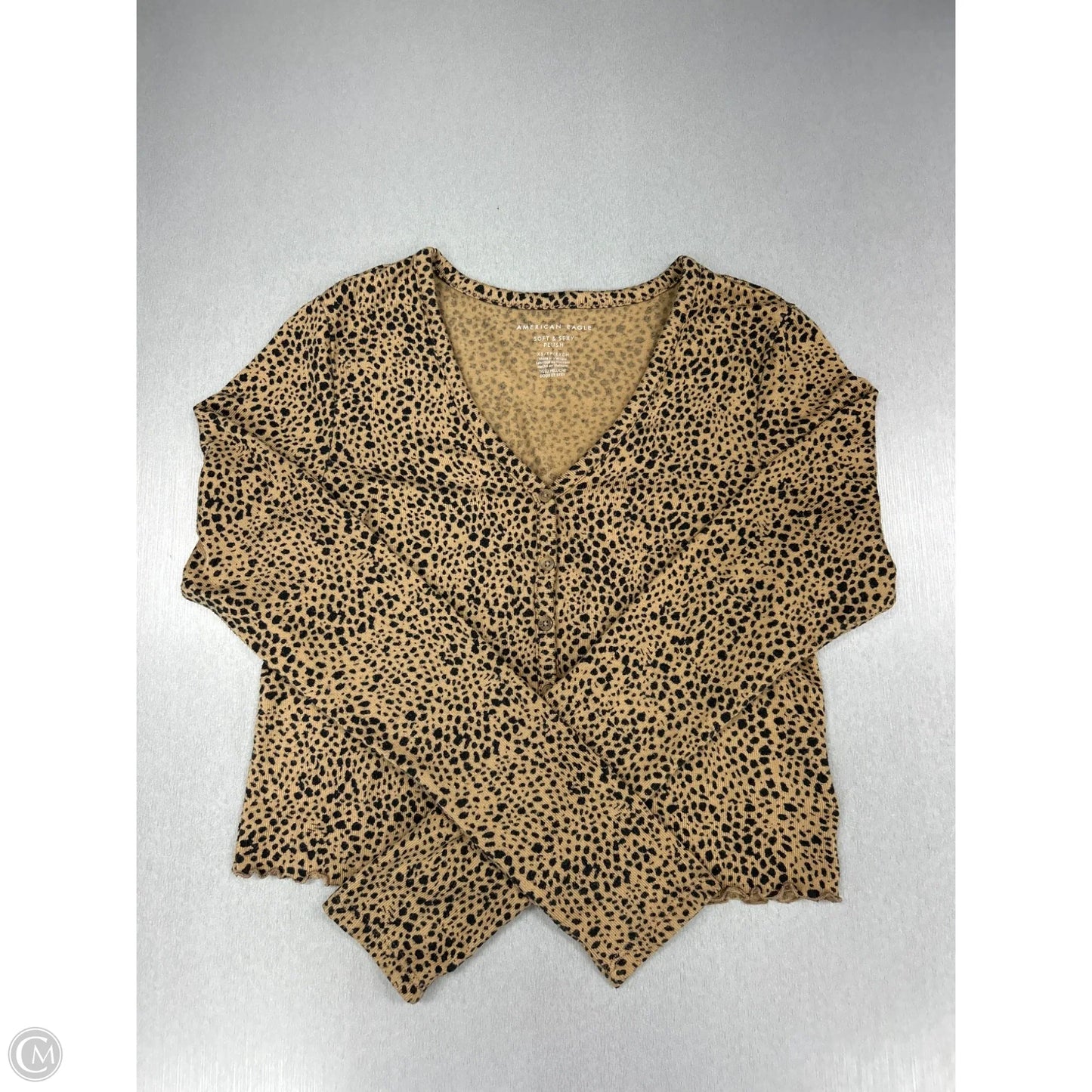 Top Long Sleeve By American Eagle In Animal Print, Size: Xs