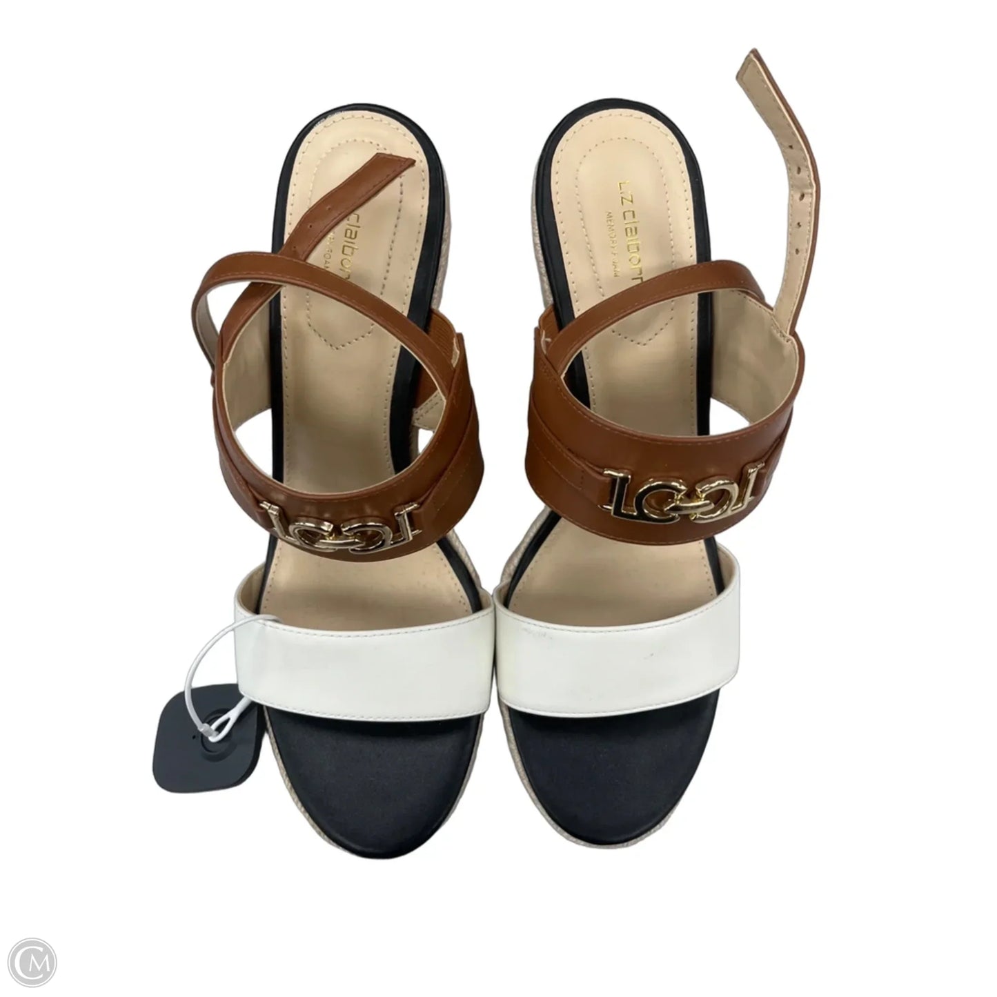 Shoes Heels Wedge By Liz Claiborne In Brown & White, Size: 11