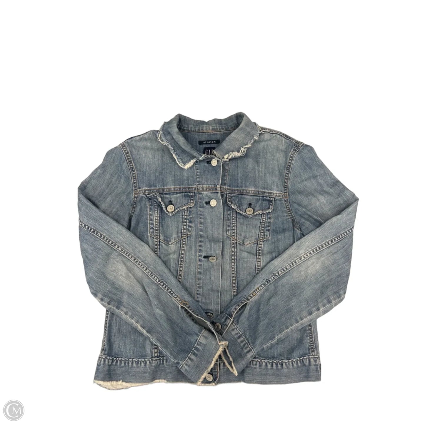Top Long Sleeve By Gap In Blue Denim, Size: M