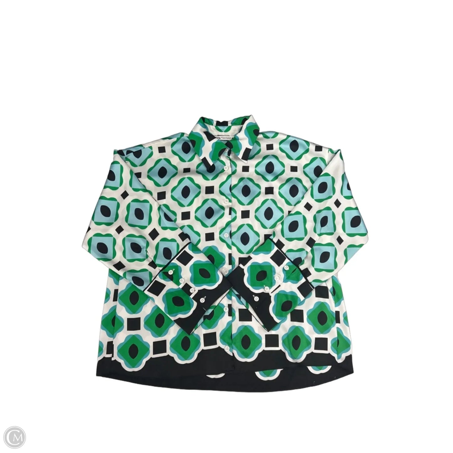 Top Long Sleeve By Zara In Blue & Green, Size: Xs