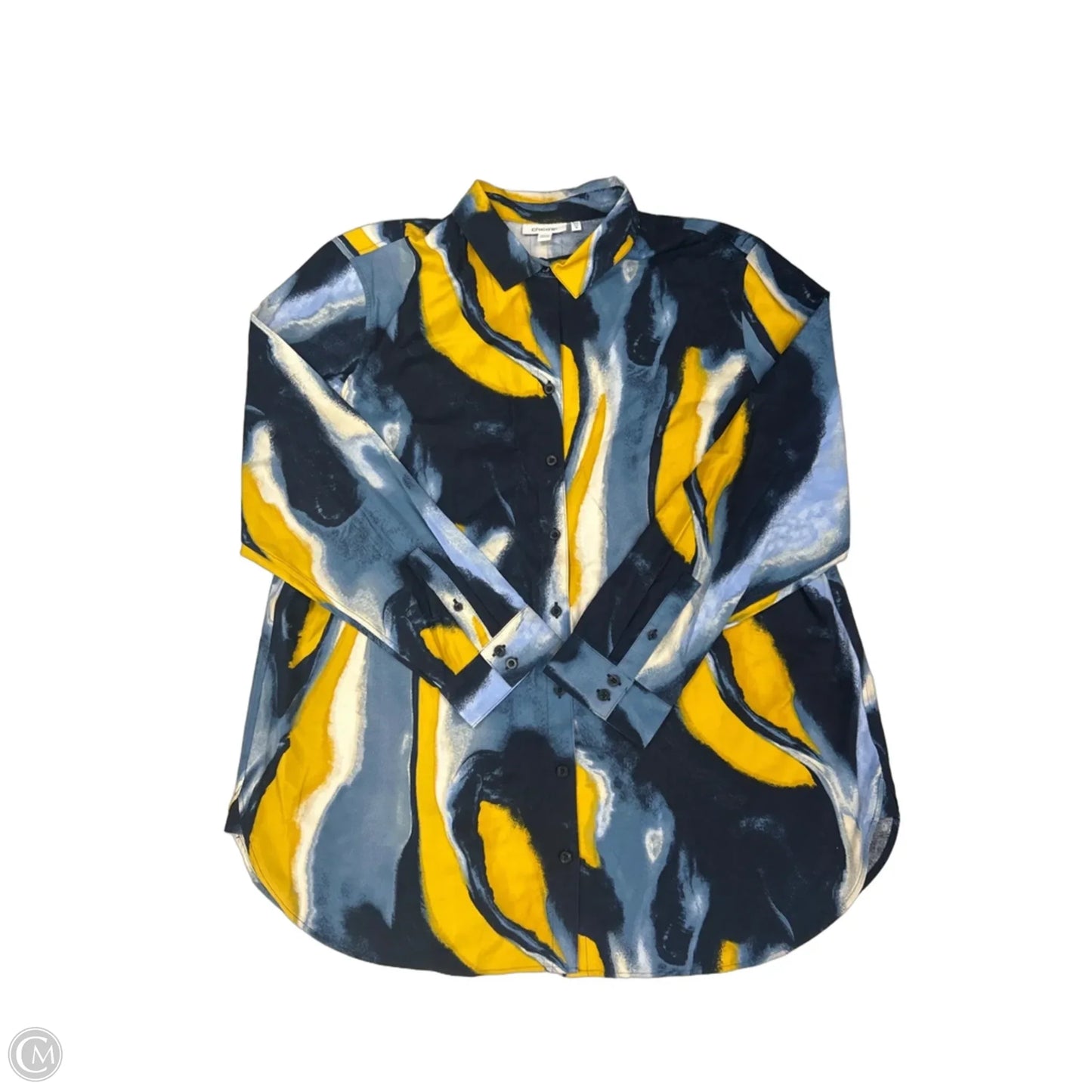Top Long Sleeve By Chicos In Blue & Yellow, Size: Xl