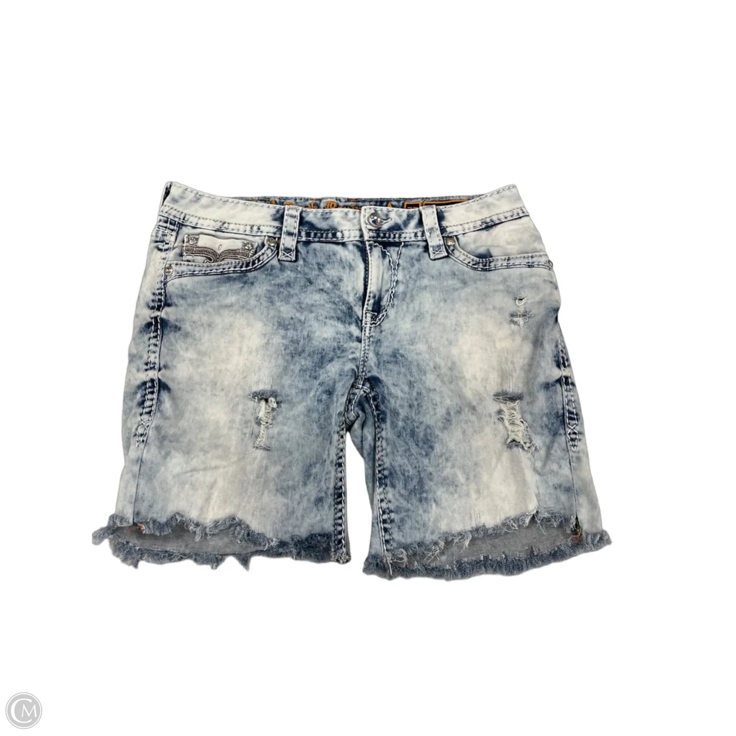 Shortalls By Rock Revival In Blue Denim, Size: 16