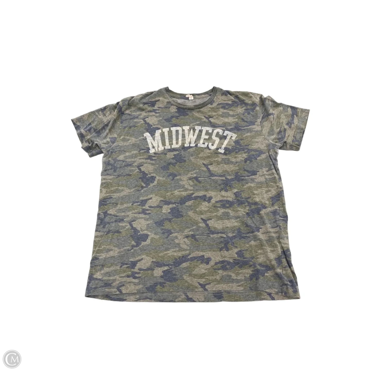 Top Short Sleeve By Cme In Camouflage Print, Size: L