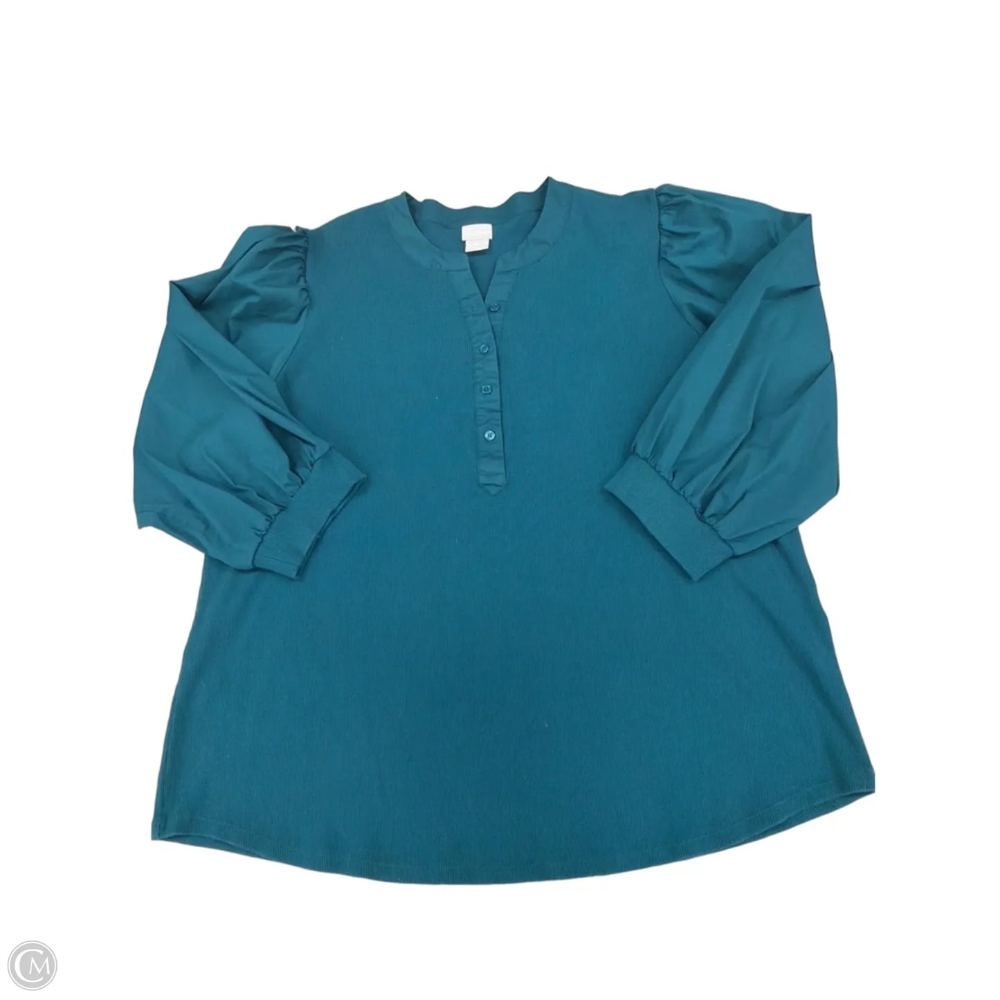 Top Long Sleeve By Chicos In Teal, Size: Xxl