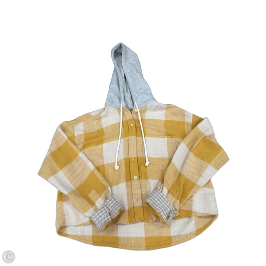 Top Long Sleeve By American Eagle In Grey & Yellow, Size: S