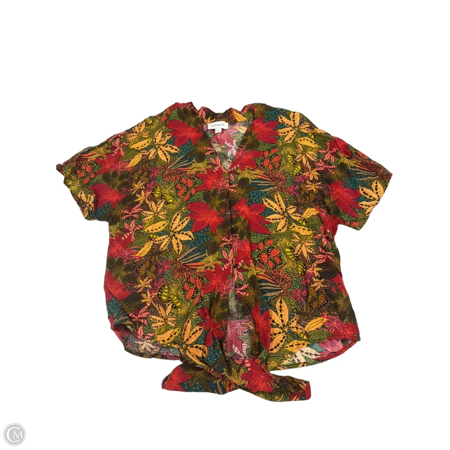 Top Short Sleeve By Evereve In Tropical Print, Size: S