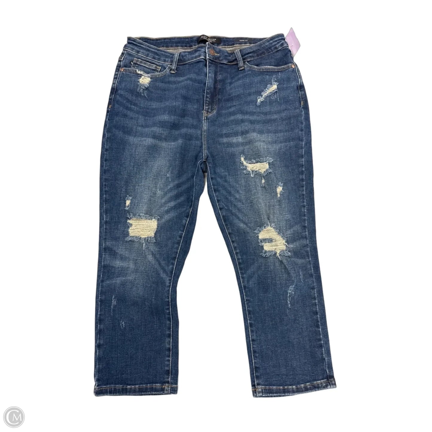 Jeans Cropped By Judy Blue In Blue Denim, Size: 14