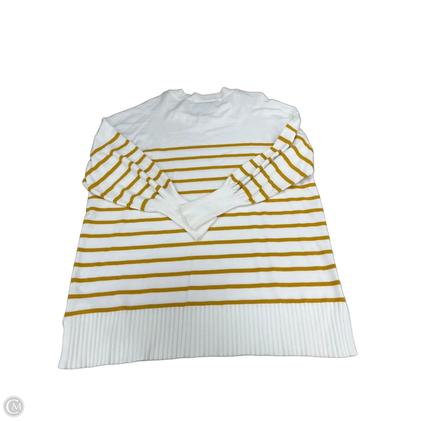 Top Long Sleeve By Lane Bryant In White & Yellow, Size: 3x