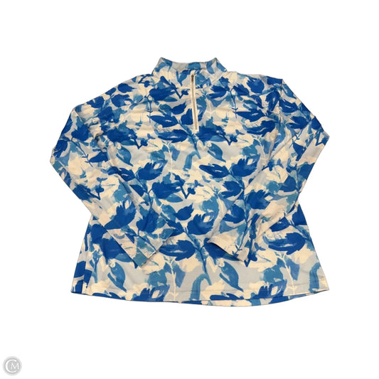 Athletic Top Long Sleeve Collar By Lady Hagen In Blue & White, Size: Xl