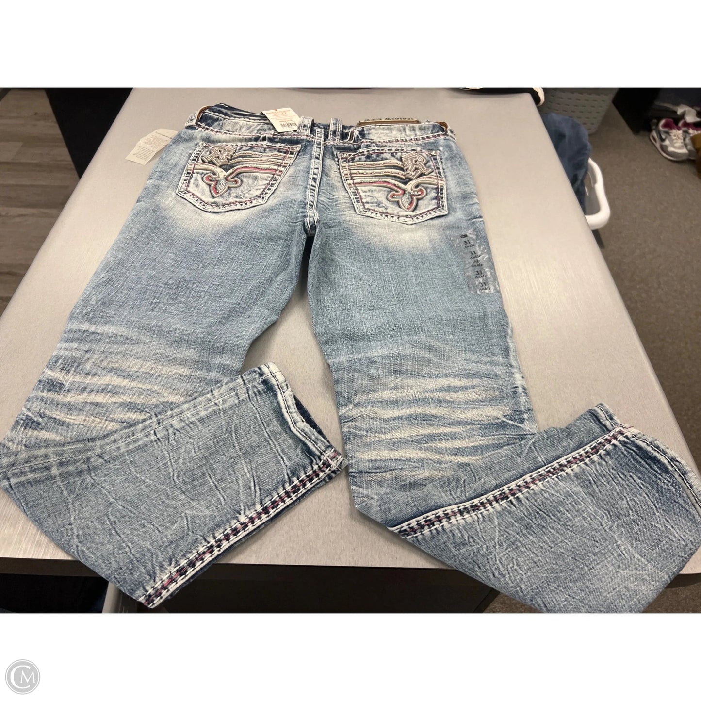 Jeans Straight By Rock Revival In Blue Denim, Size: 12