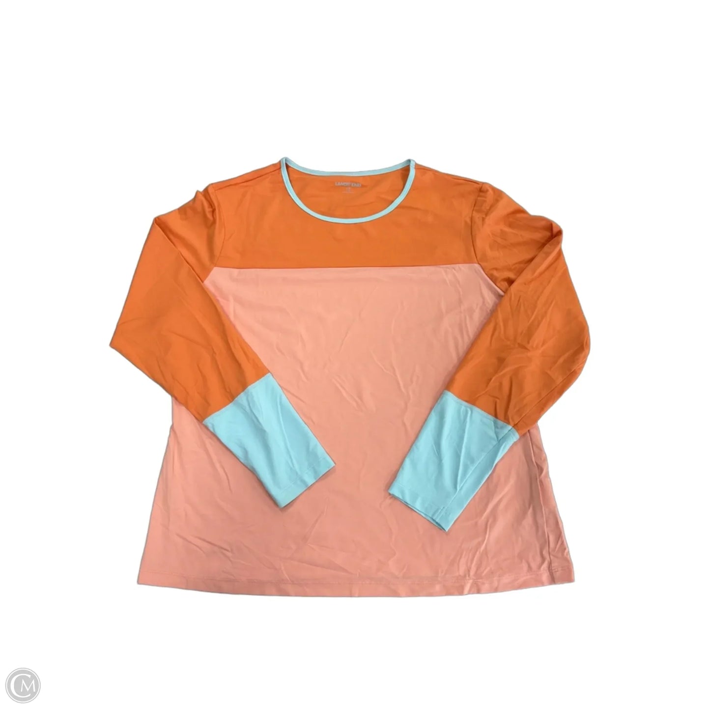 Athletic Top Long Sleeve Collar By Lands End In Orange, Size: L