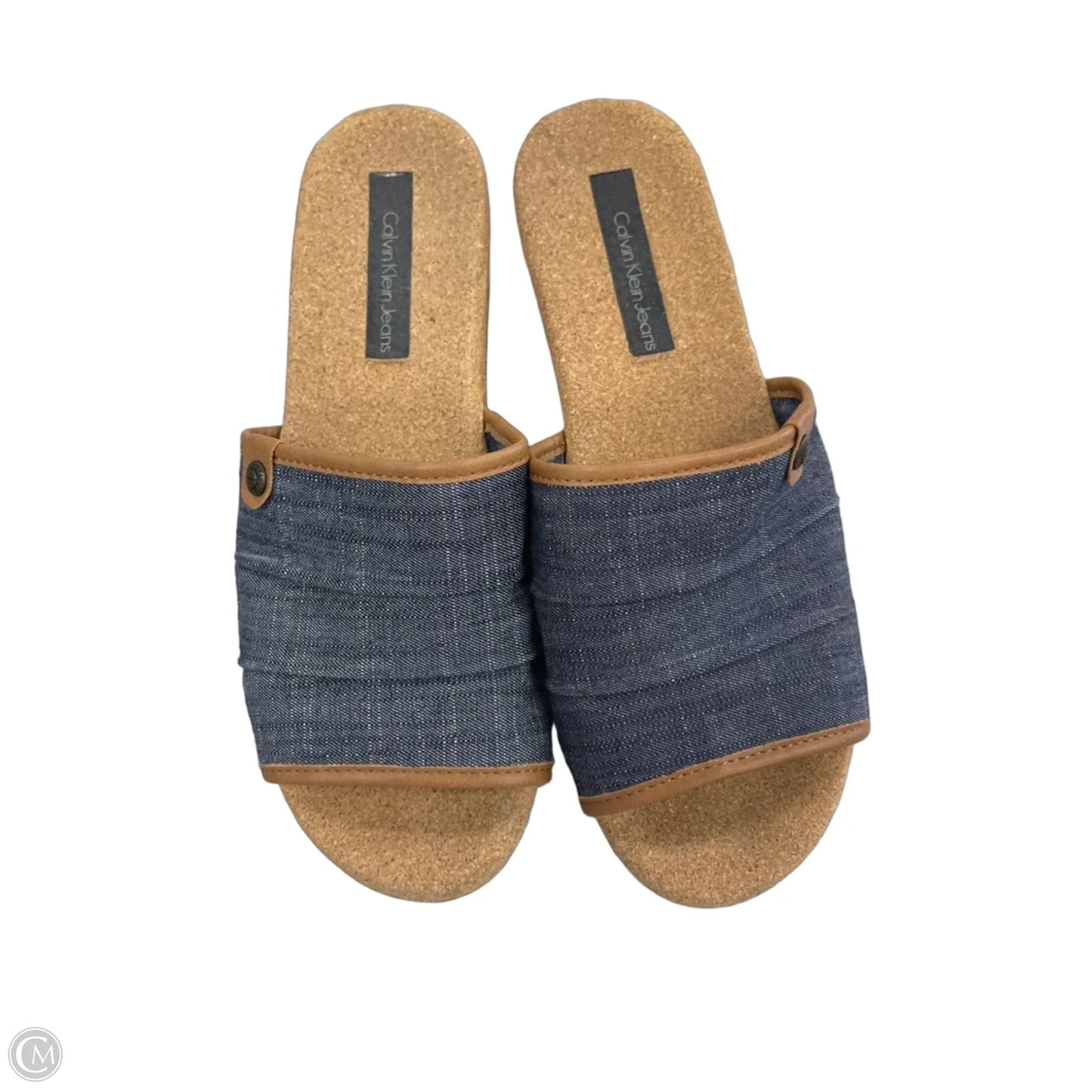 Shoes Flats By Calvin Klein In Tan Denim, Size: 8
