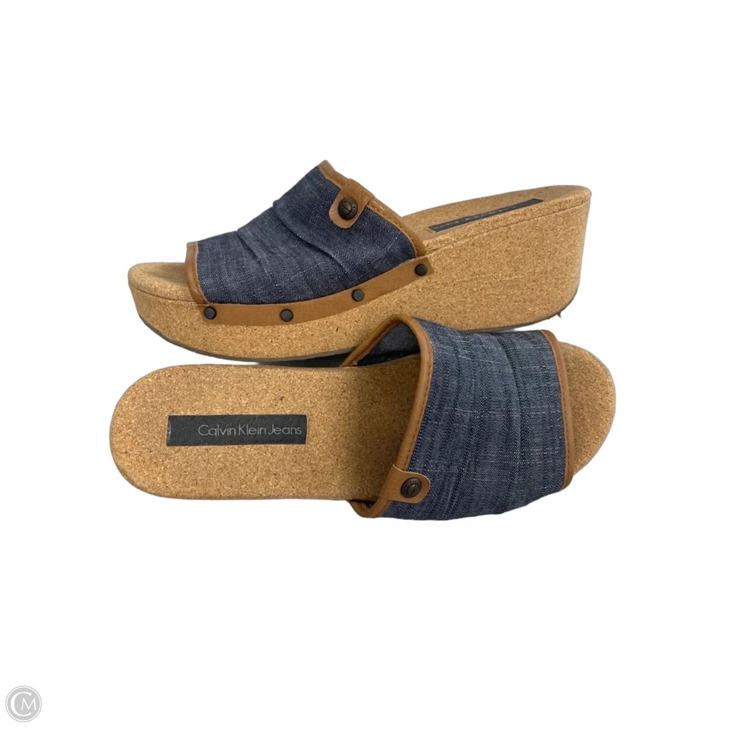 Shoes Flats By Calvin Klein In Tan Denim, Size: 8