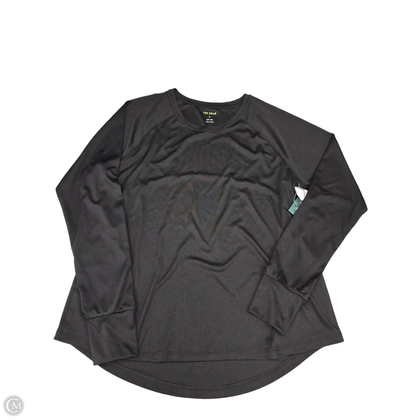 Athletic Top Long Sleeve Collar By Tek Gear In Black, Size: L