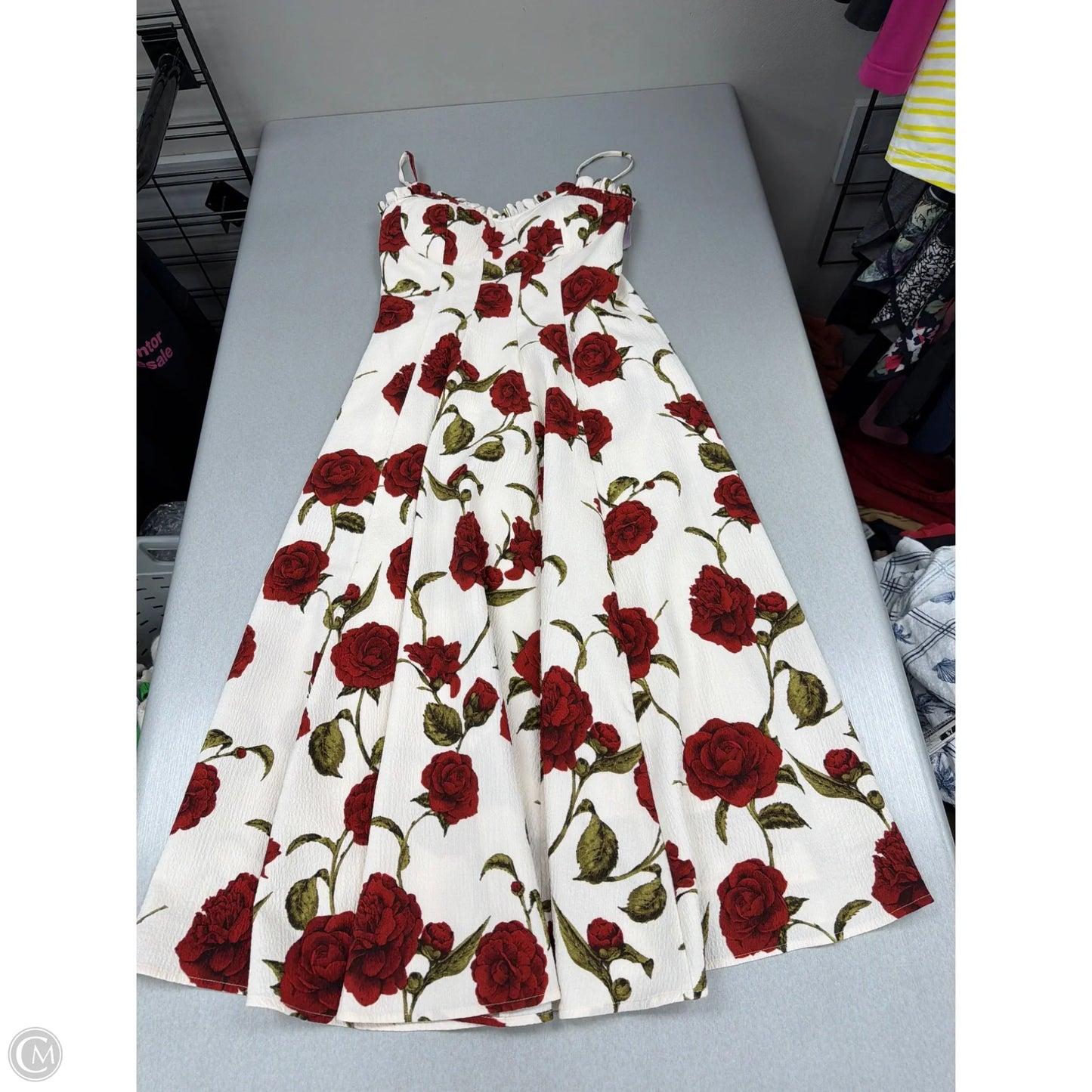 Dress Casual Midi By Cme In Cream & Red, Size: M