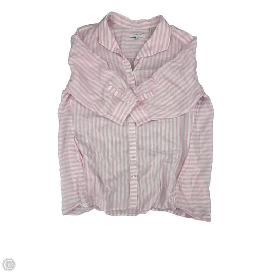 Top 3/4 Sleeve By Foxcroft In Purple & White, Size: 1x