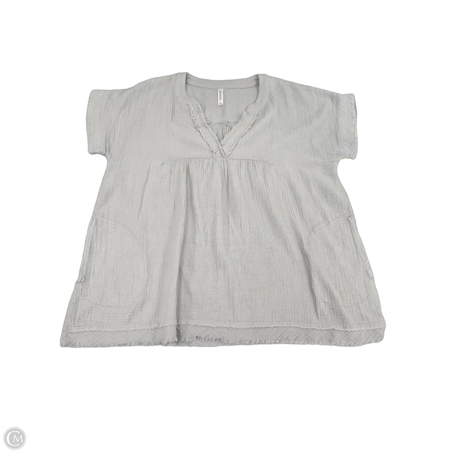 Top Short Sleeve By Zenana In Grey, Size: S