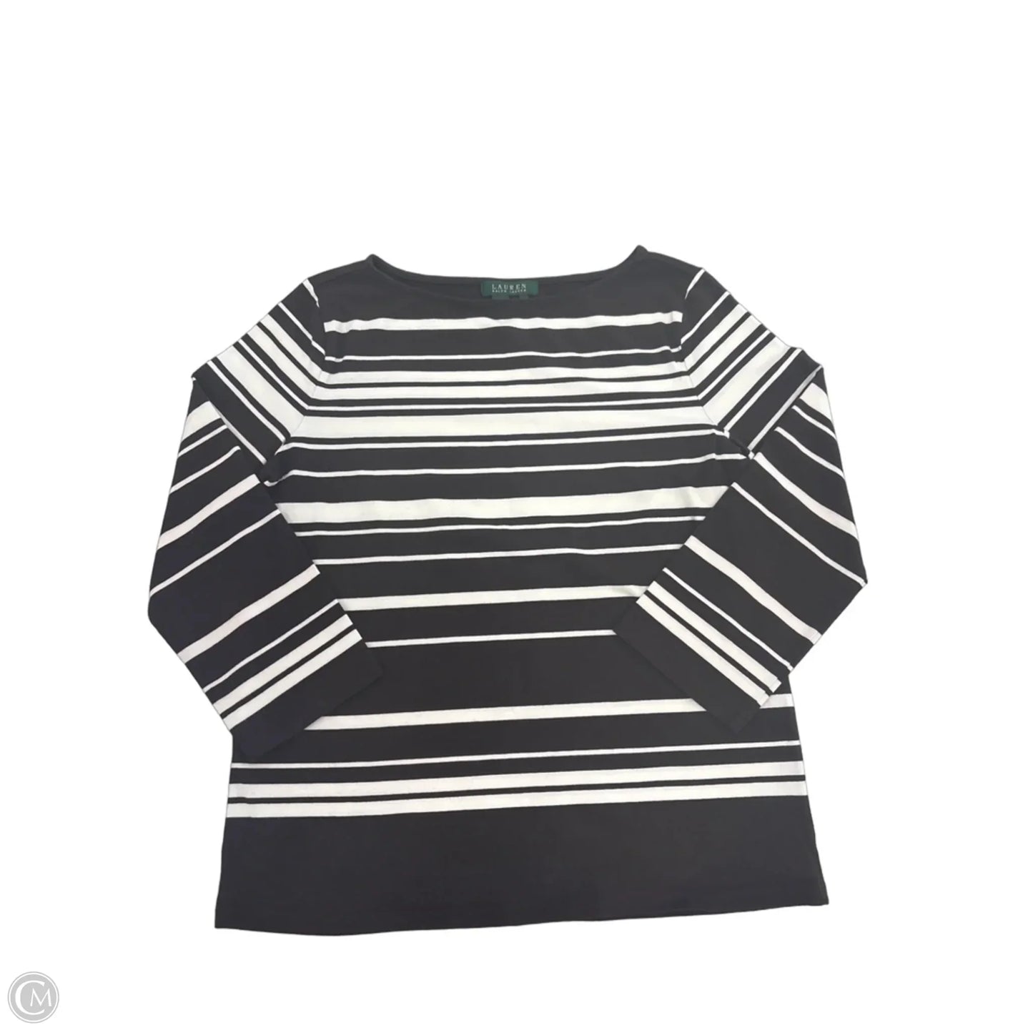 Top 3/4 Sleeve By Ralph Lauren In Brown & White, Size: L