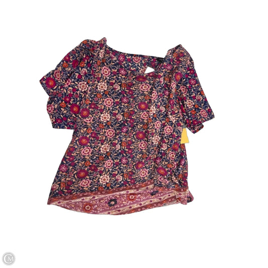 Top Short Sleeve By Lucky Brand In Floral Print, Size: 3x