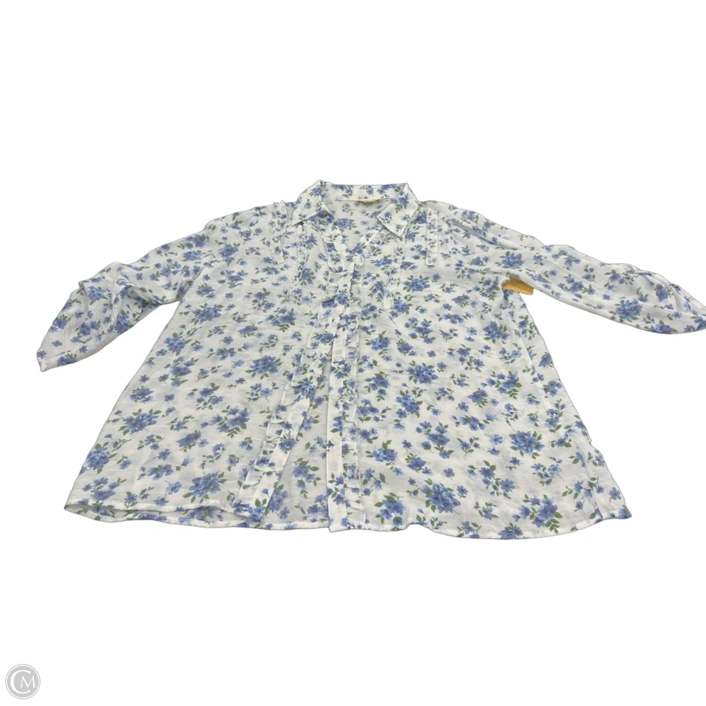 Top 3/4 Sleeve By Indigo Rose In Blue & White, Size: Xl