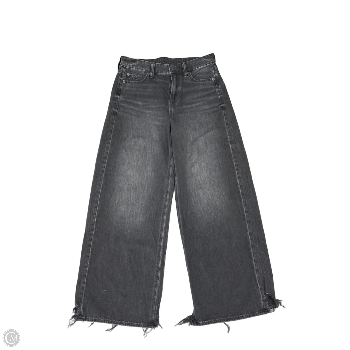 Jeans Wide Leg By American Eagle In Black Denim, Size: 4