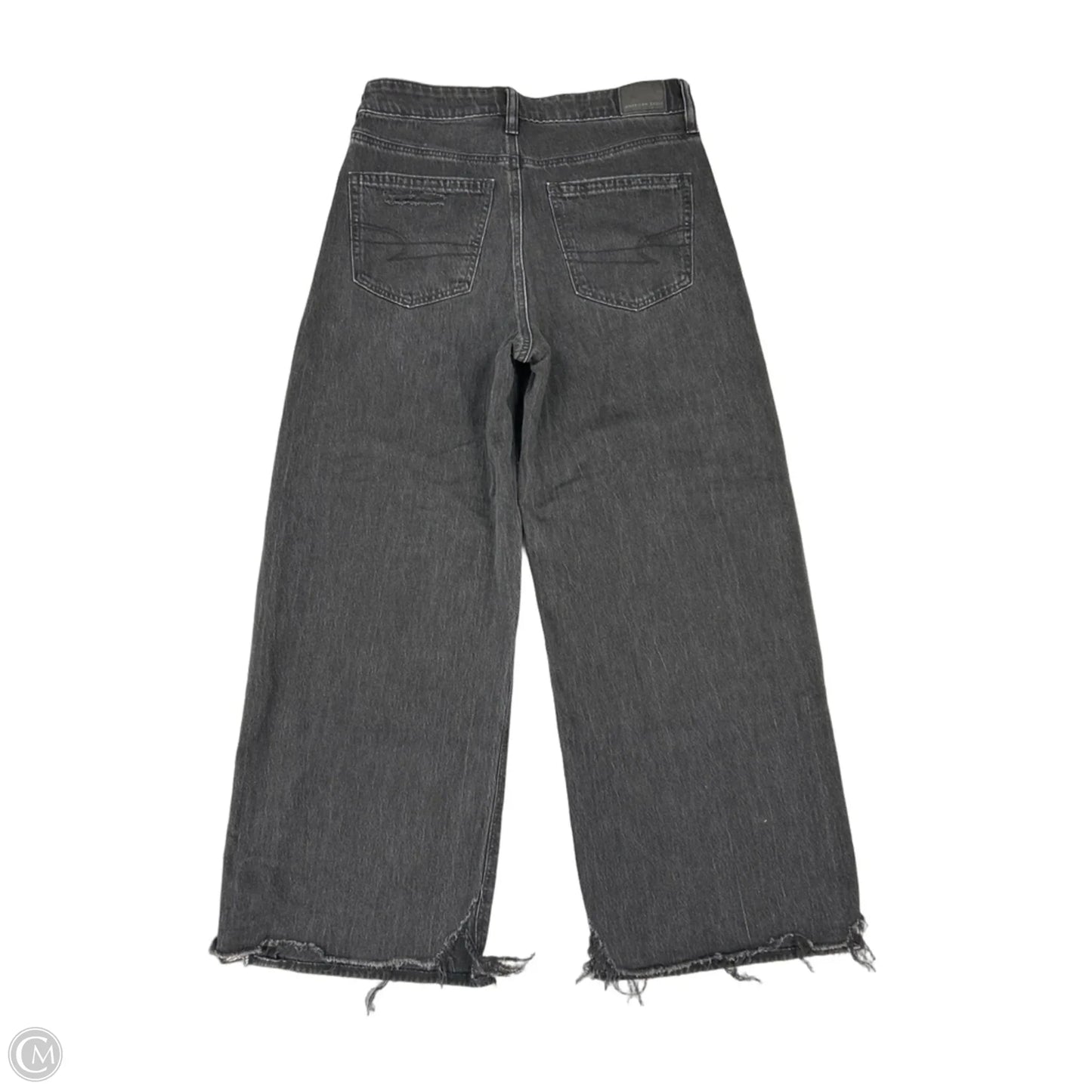 Jeans Wide Leg By American Eagle In Black Denim, Size: 4