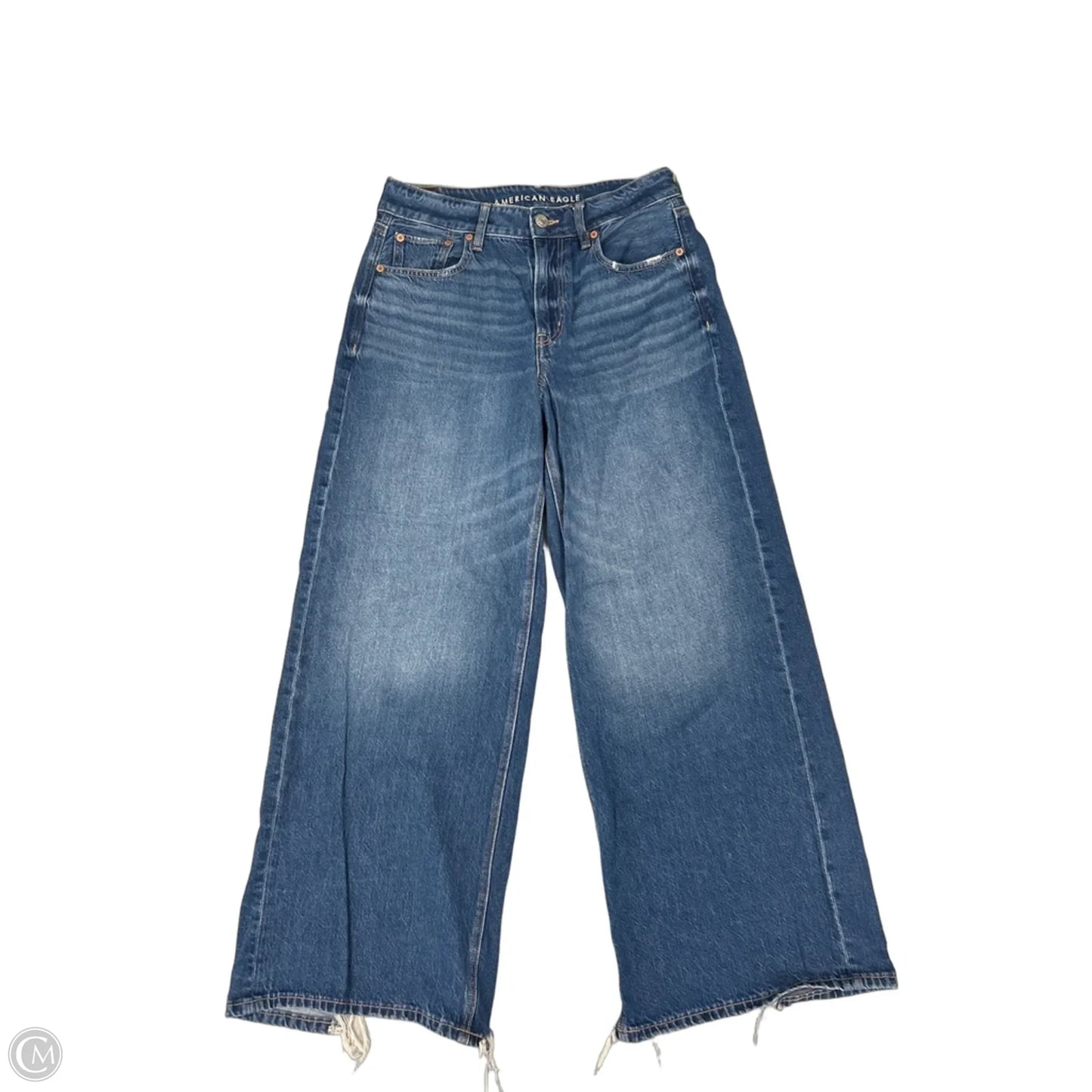 Jeans Wide Leg By American Eagle In Blue Denim, Size: 4