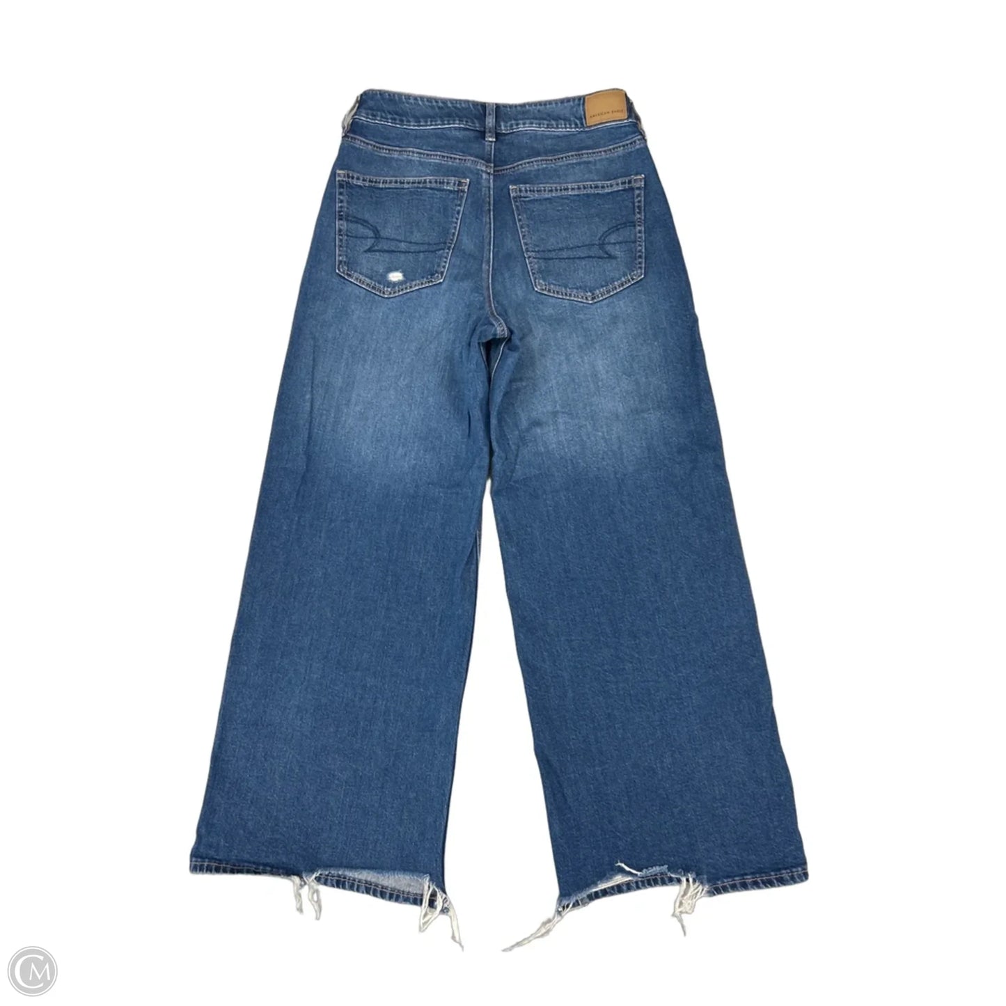 Jeans Wide Leg By American Eagle In Blue Denim, Size: 4