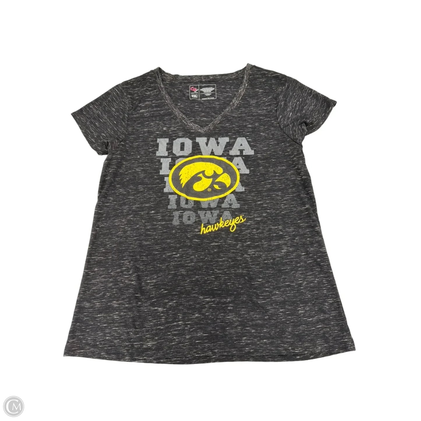 Top Short Sleeve By Cme In Black & Gold, Size: Xxl