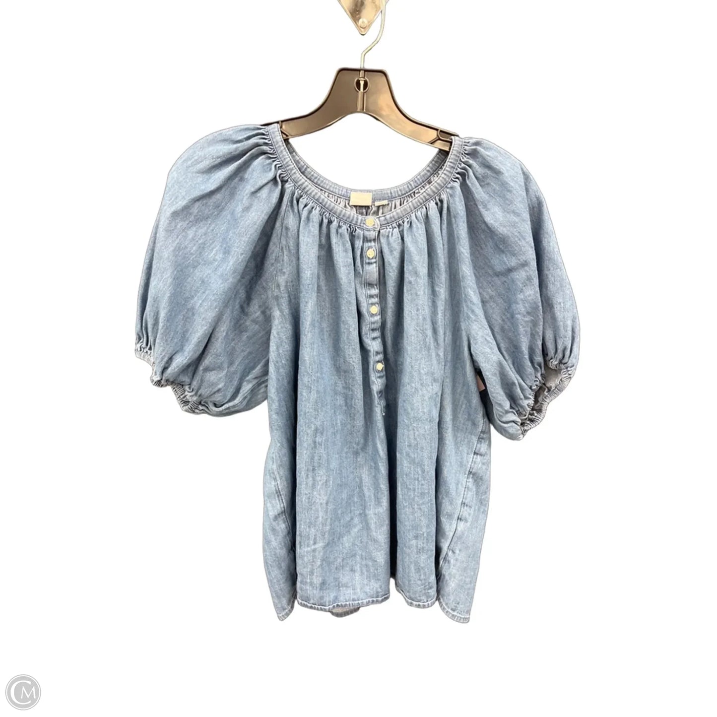 Top Short Sleeve By Gap In Blue Denim, Size: S