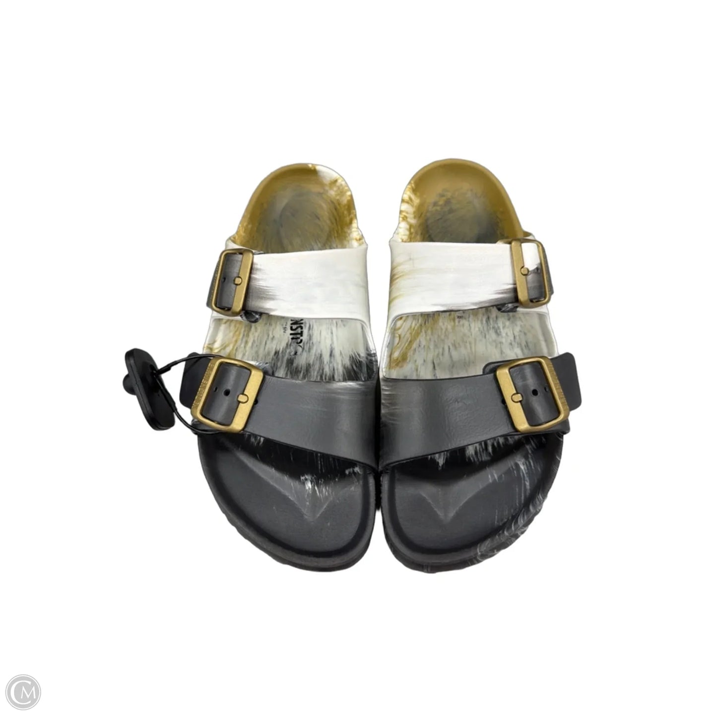 Sandals Flats By Birkenstock In Grey & White, Size: 9.5