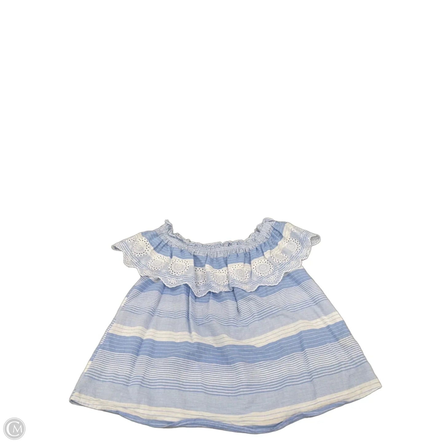 Top Short Sleeve By Hem & Thread In Blue & White, Size: M