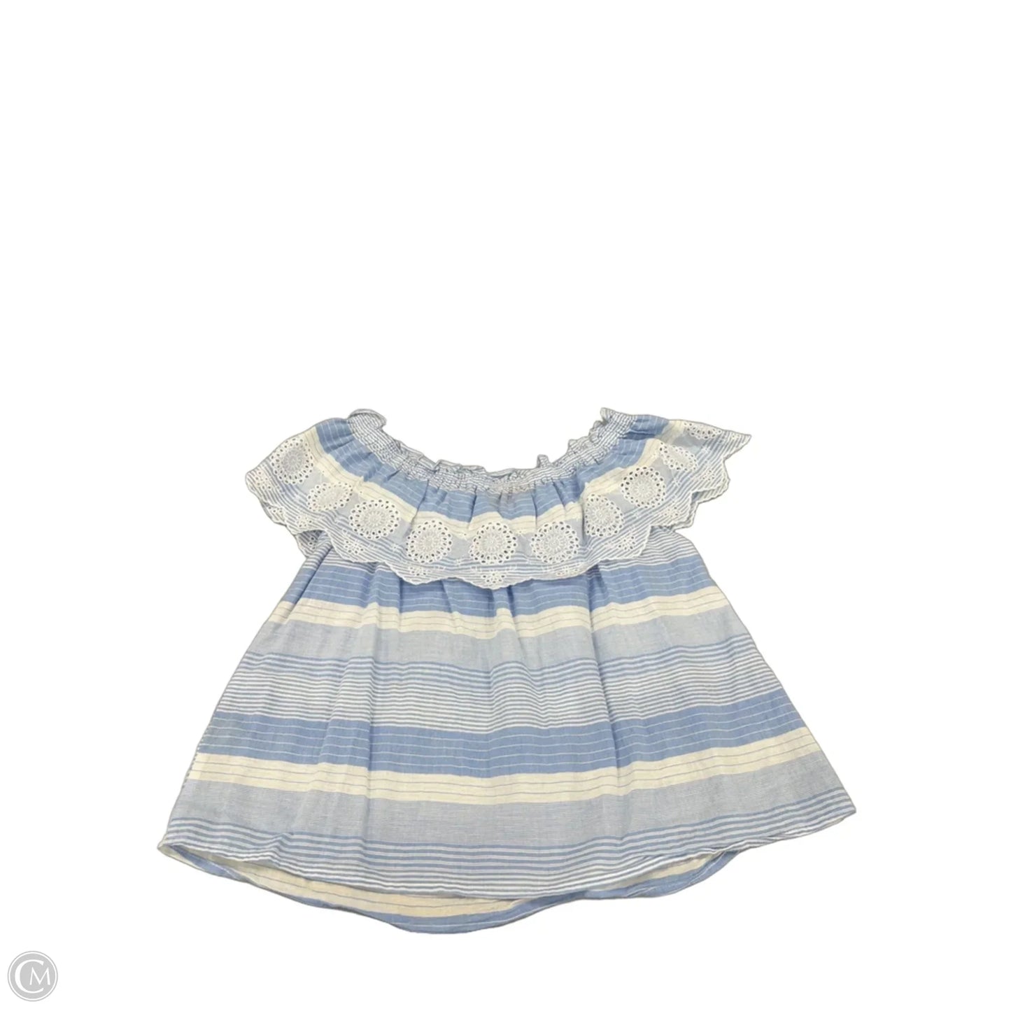 Top Short Sleeve By Hem & Thread In Blue & White, Size: M