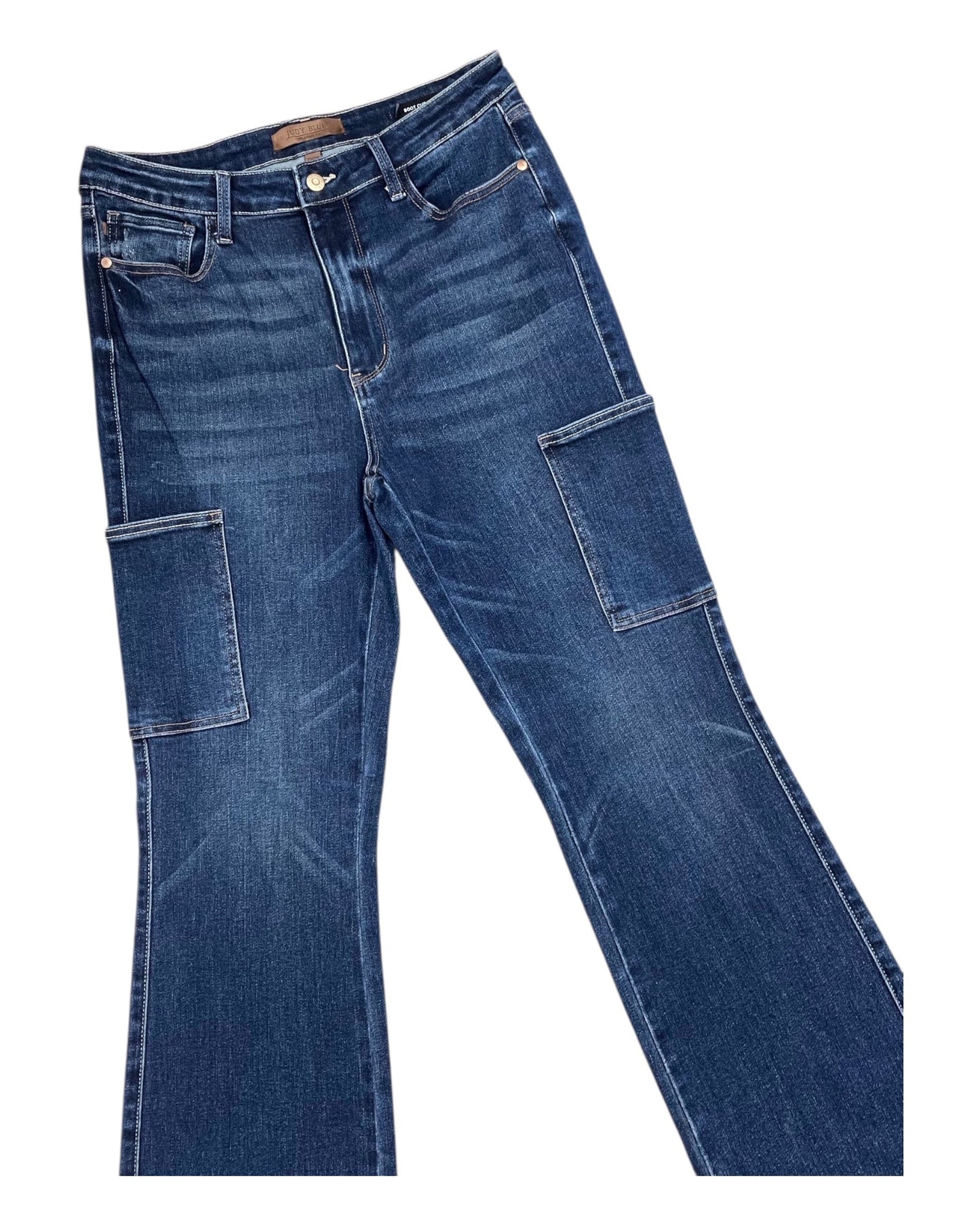 Jeans Flared By Judy Blue In Blue Denim, Size:12